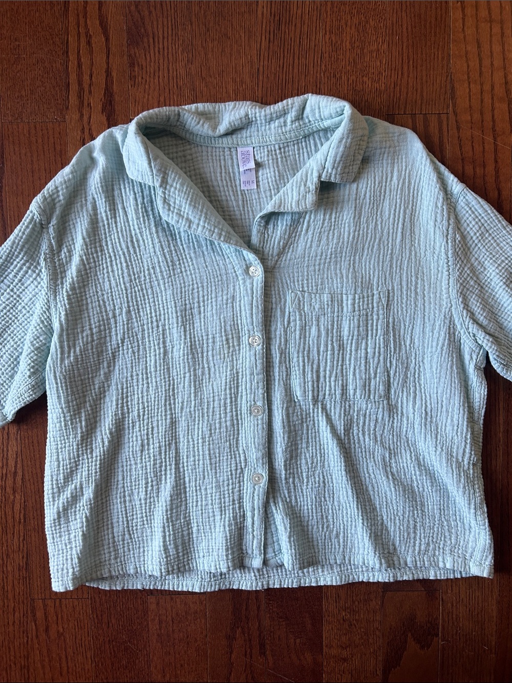 Stars Above Light Blue Button-Front Gauze Shirt - Women